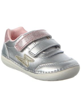 Stride Rite Silver and Pink Glitter Lightning Strap Sneakers